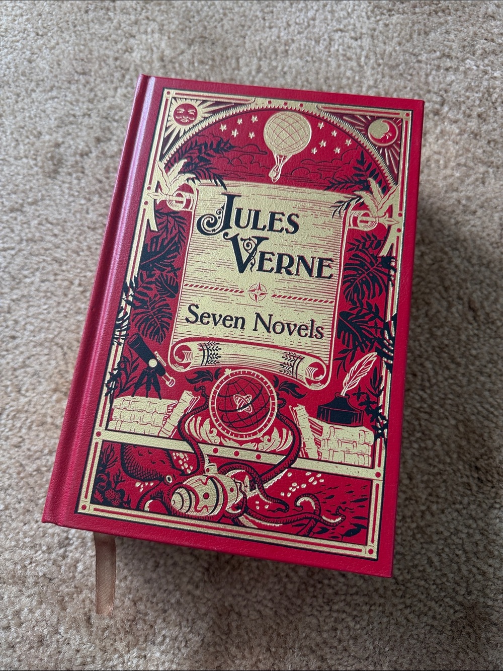 Jules Verne Seven Novels Decorative Hardcover - Red & Gold